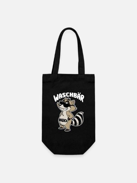 Waschbär Bauch - Waschbrett Bauch Cartoon - Geschenkbeutel für Flaschen - Schwarz