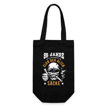 Club der alten Säcke, 85. Geburtstag, Totenkopf - Geschenkbeutel für Flaschen - Schwarz - Vorne