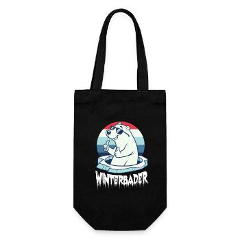 Eisbaden Eisbad Winterbader Cartoon - Geschenkbeutel für Flaschen - Schwarz - Vorne