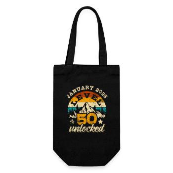 January 2025 Level 50 unlocked - Gamer - Birth - Gift Bag for Bottles - black - Front