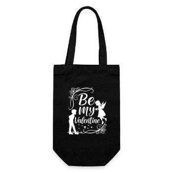 Be my Valentine - Liebe - Geschenk - Geschenkbeutel für Flaschen - Schwarz - Vorne