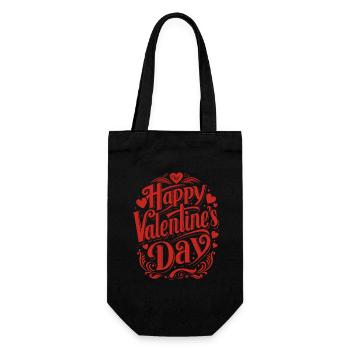 Happy Valentine's Day - Liebe - Geschenk - Geschenkbeutel für Flaschen - Schwarz - Vorne
