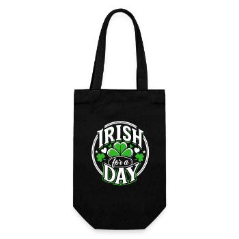 Irish for a day - Kleeblatt - Irland - Geschenkbeutel für Flaschen - Schwarz - Vorne