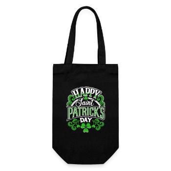 Happy St. Patrick's Day - Shamrock - Ireland - Gift Bag for Bottles - black - Front