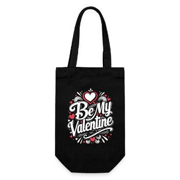 Be my Valentine - Liebe - Geschenk - Geschenkbeutel für Flaschen - Schwarz - Vorne
