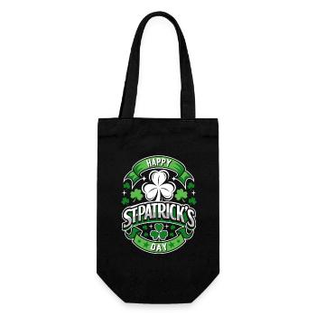 Happy St. Patrick's Day - Shamrock - Ireland - Gift Bag for Bottles - black - Front