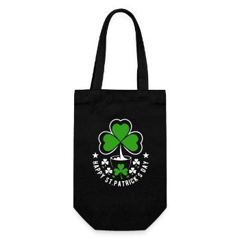 Happy St. Patrick's Day - Shamrock - Ireland - Gift Bag for Bottles - black - Front