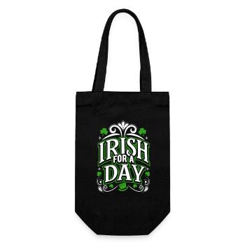 Irish for a day - Kleeblatt - Irland - Geschenkbeutel für Flaschen - Schwarz - Vorne