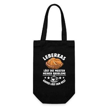 Leberkas löst meine Probleme - Kaffee Spruch - Geschenkbeutel für Flaschen - Schwarz - Vorne