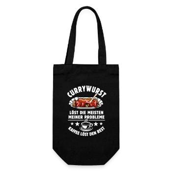 Currywurst löst meine Probleme - Kaffee Spruch - Geschenkbeutel für Flaschen - Schwarz - Vorne
