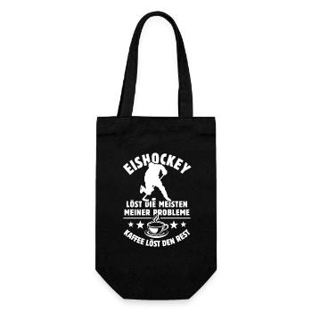 Eishockey löst meine Probleme - Kaffee Spruch - Geschenkbeutel für Flaschen - Schwarz - Vorne