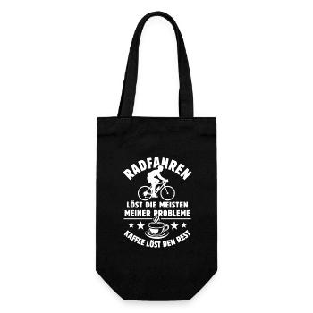 Radfahren löst meine Probleme - Kaffee Spruch - Geschenkbeutel für Flaschen - Schwarz - Vorne