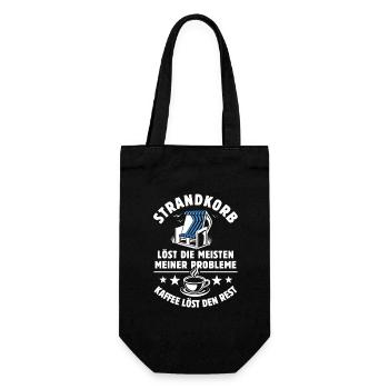 Strandkorb löst meine Probleme - Kaffee Spruch - Geschenkbeutel für Flaschen - Schwarz - Vorne