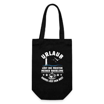 Urlaub löst meine Probleme - Kaffee Spruch - Geschenkbeutel für Flaschen - Schwarz - Vorne