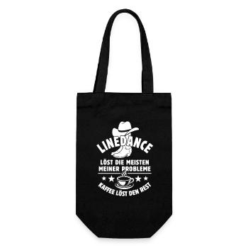 Linedance löst meine Probleme - Kaffee Spruch - Geschenkbeutel für Flaschen - Schwarz - Vorne