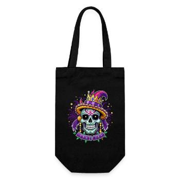 Mardi Gras - Karneval - Totenkopf - Geschenk - Geschenkbeutel für Flaschen - Schwarz - Vorne