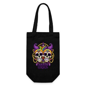 Mardi Gras - Karneval - Totenkopf - Geschenk - Geschenkbeutel für Flaschen - Schwarz - Vorne