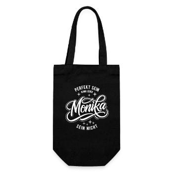 Vorname Monika - Namenstag - Geschenk - Geschenkbeutel für Flaschen - Schwarz - Vorne
