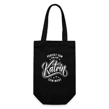 Vorname Katrin - Namenstag - Geschenk - Geschenkbeutel für Flaschen - Schwarz - Vorne