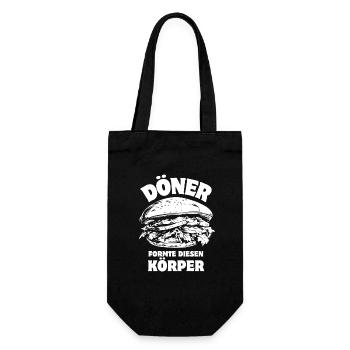 Döner formte diesen Körper - Fast Food - Spruch - Geschenkbeutel für Flaschen - Schwarz - Vorne