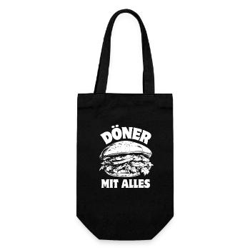 Döner Mit Alles - Döner Kebab - Fast Food - Spruch - Geschenkbeutel für Flaschen - Schwarz - Vorne