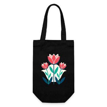 Blumen - Frühling - Sommer - Blüten - Geschenkbeutel für Flaschen - Schwarz - Vorne
