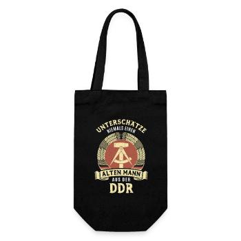 Unterschätze nie einen alten Mann aus der DDR - Geschenkbeutel für Flaschen - Schwarz - Vorne