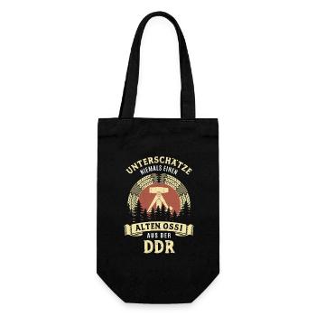 Unterschätze nie einen alten Ossi aus der DDR - Geschenkbeutel für Flaschen - Schwarz - Vorne