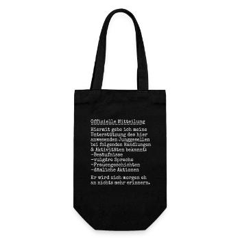 JGA Kumpel - offizielle Mitteilung - Geschenkbeutel für Flaschen - Schwarz - Vorne