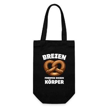 Brezen formten diesen Körper - Brezel Spruch - Geschenkbeutel für Flaschen - Schwarz - Vorne