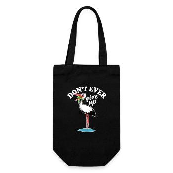 Frosch und Storch - Don't ever give up - Spruch - Gift Bag for Bottles - black - Front