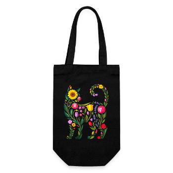 Silhouette Chat Floral Femmes - Sac à bouteille - noir - Devant