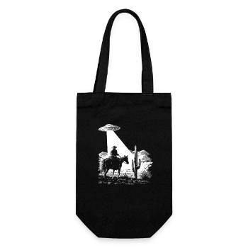 Space Cowboy - UFO - Retro Graphics - Gift Bag for Bottles - black - Front