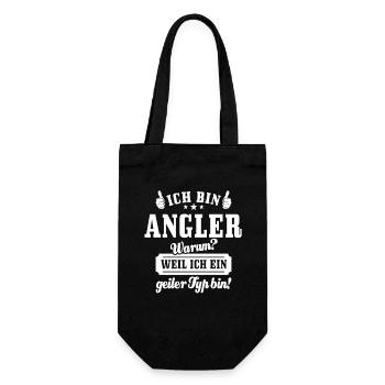 Ich bin Angler weil ich ein geiler Typ bin - Geschenkbeutel für Flaschen - Schwarz - Vorne
