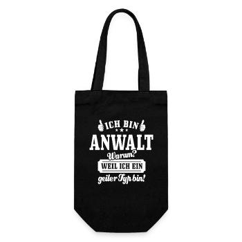 Ich bin Anwalt weil ich ein geiler Typ bin - Geschenkbeutel für Flaschen - Schwarz - Vorne