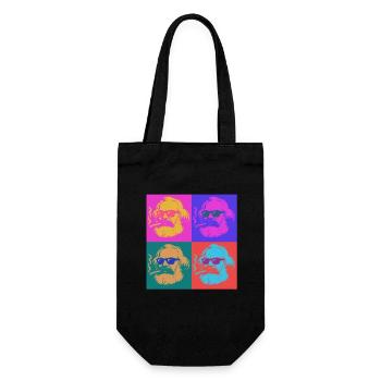 Karl Marx - cool mit Zigarre - Warhol Stil - Geschenkbeutel für Flaschen - Schwarz - Vorne