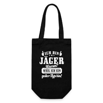 Ich bin Jäger weil ich ein geiler Typ bin - Geschenkbeutel für Flaschen - Schwarz - Vorne