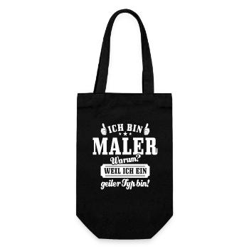 Ich bin Maler weil ich ein geiler Typ bin - Geschenkbeutel für Flaschen - Schwarz - Vorne