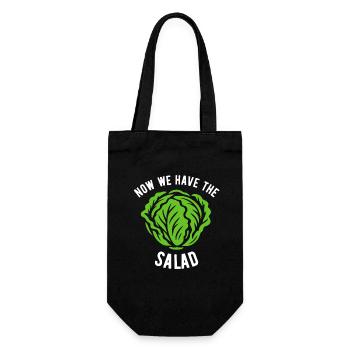 Now we have the salad - denglish - Spruch - Geschenkbeutel für Flaschen - Schwarz - Vorne