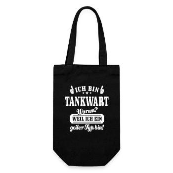 Ich bin Tankwart weil ich ein geiler Typ bin - Geschenkbeutel für Flaschen - Schwarz - Vorne