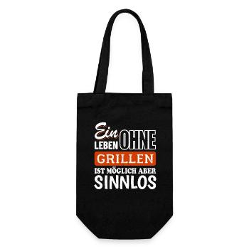 Ein Leben ohne Grillen ist möglich aber sinnlos - Geschenkbeutel für Flaschen - Schwarz - Vorne