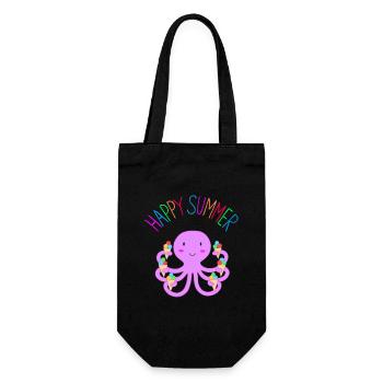 Poulpe d’été joyeux Mignon enfants Crème glacée de poulpe d’été - Sac à bouteille - noir - Devant