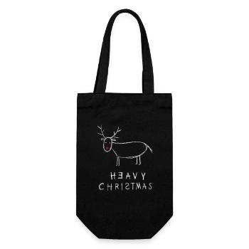 Heavy Christmas - lustiges Rentier - Geschenk - Geschenkbeutel für Flaschen - Schwarz - Vorne
