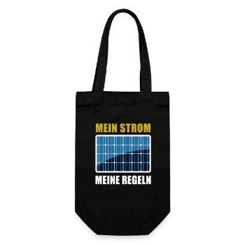 Mein Strom meine Regeln, Photovoltaik Solarenergie - Geschenkbeutel für Flaschen - Schwarz - Vorne