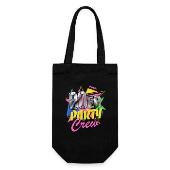 80er Party Crew - 80er Jahre - bunt + verrückt - Geschenkbeutel für Flaschen - Schwarz - Vorne