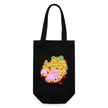 Katzenfan Katze Kätzchen Ich liebe Katzen - Geschenkbeutel für Flaschen - Schwarz - Vorne