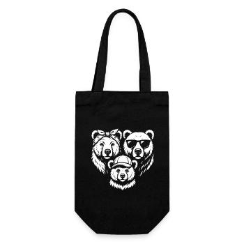Famille d’ours - Maman Papa Fils Cadeau - Sac à bouteille - noir - Devant