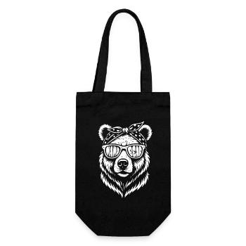 Mama Bear - Muttertag - Geschenk - Geschenkbeutel für Flaschen - Schwarz - Vorne