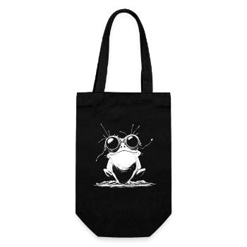 Frosch - Amphibie Cartoon Steampunk - Geschenkbeutel für Flaschen - Schwarz - Vorne