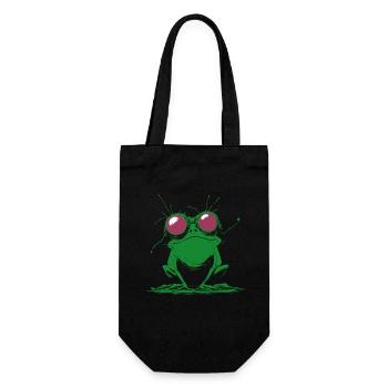 Frosch - Amphibie Cartoon Steampunk - Geschenkbeutel für Flaschen - Schwarz - Vorne